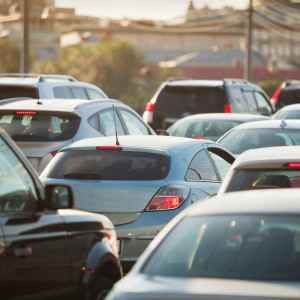 Traffic Jam in rush hour, cars on the road