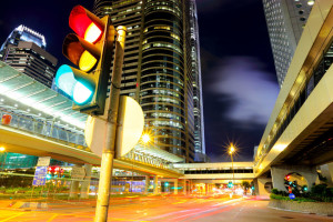 Traffic light in the city