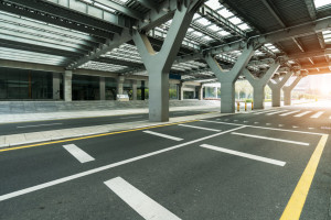 empty highway with cityscape and skyline of shenzhen,China.