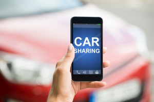 Smart Phone With Car Sharing App On Screen